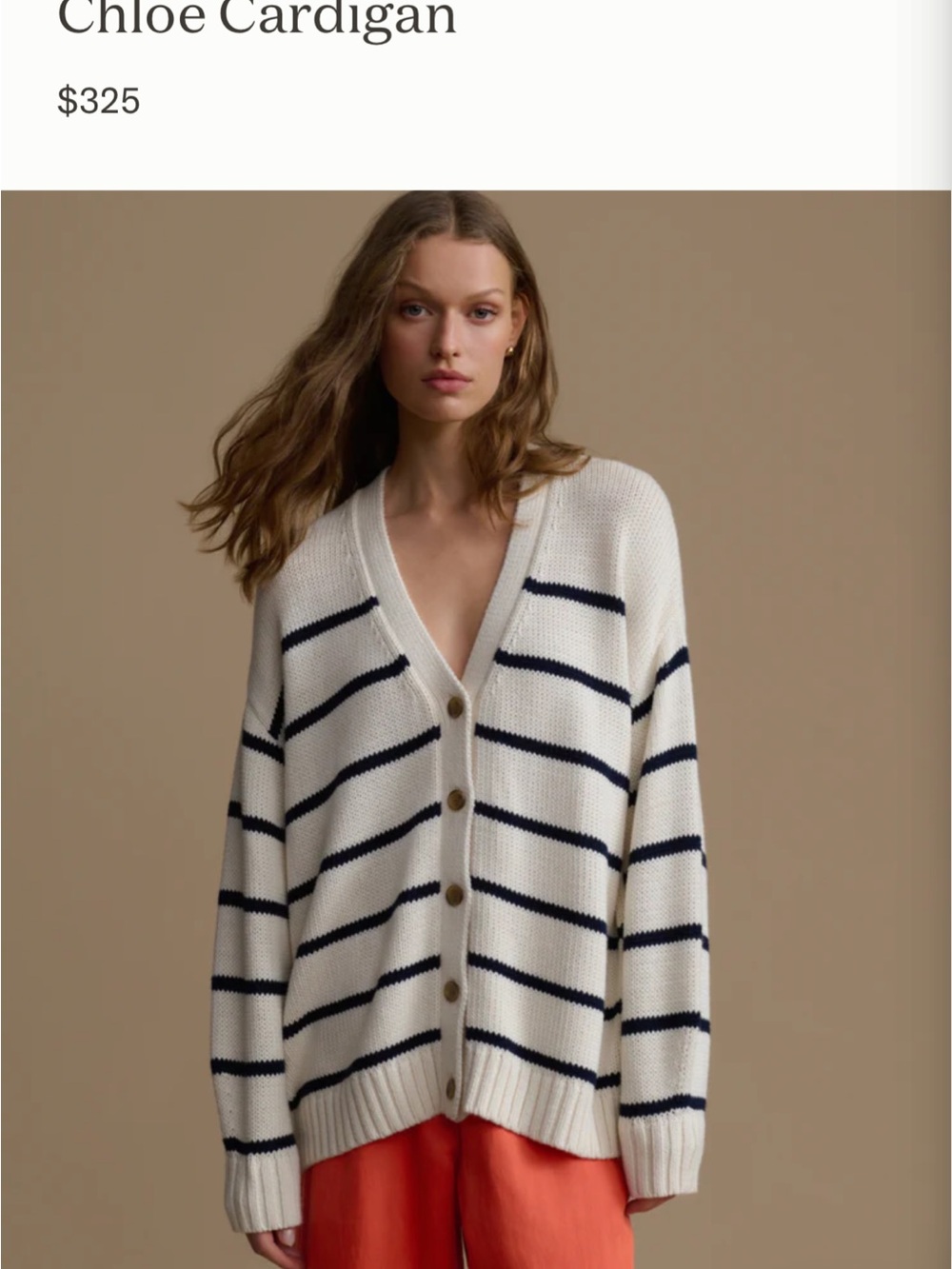 Jenni Kayne Cream Cardigan with Navy Stripes